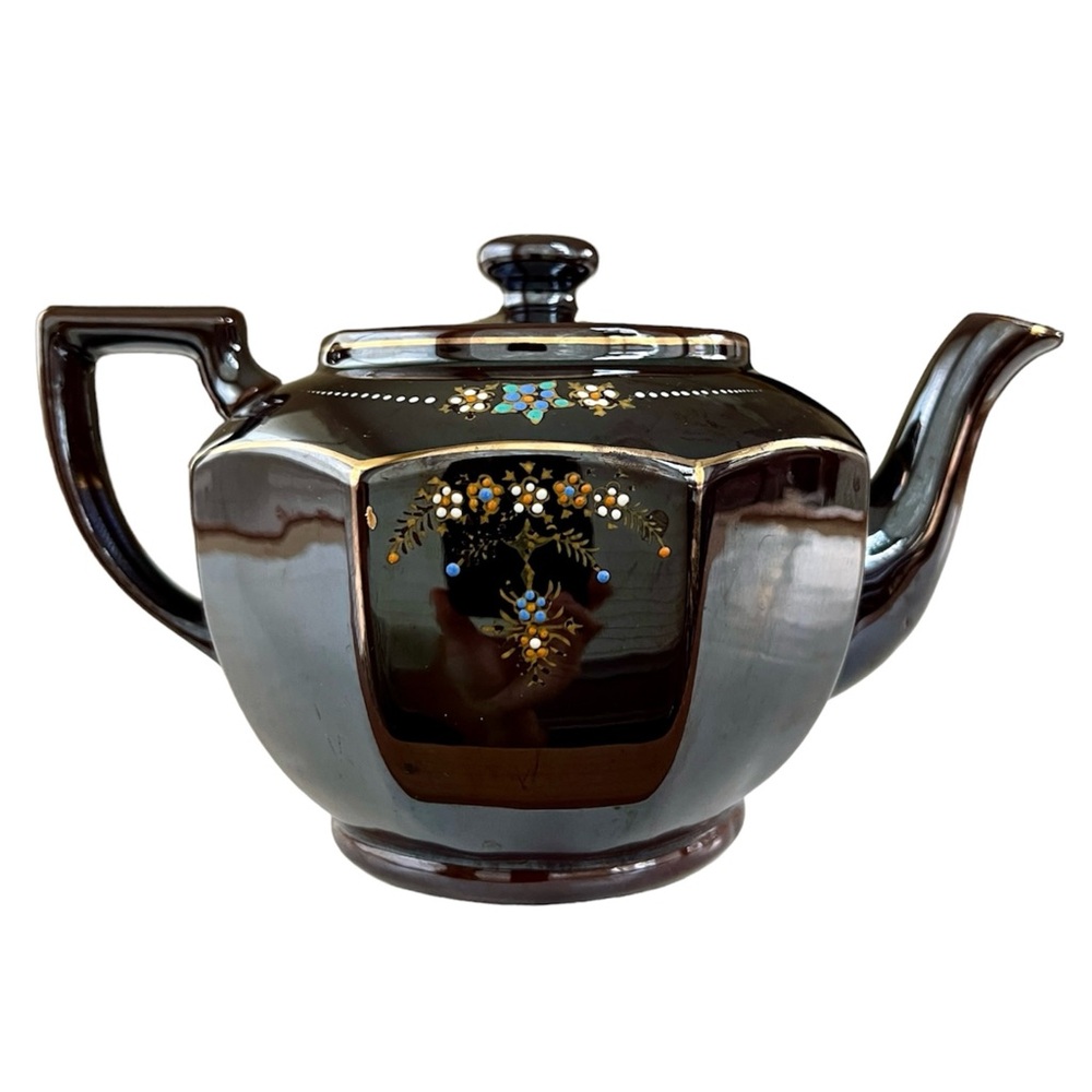 Japanese Tea Pot Moriage Mid Century VTG Ceramic Hand Painted Collectible Glazed
